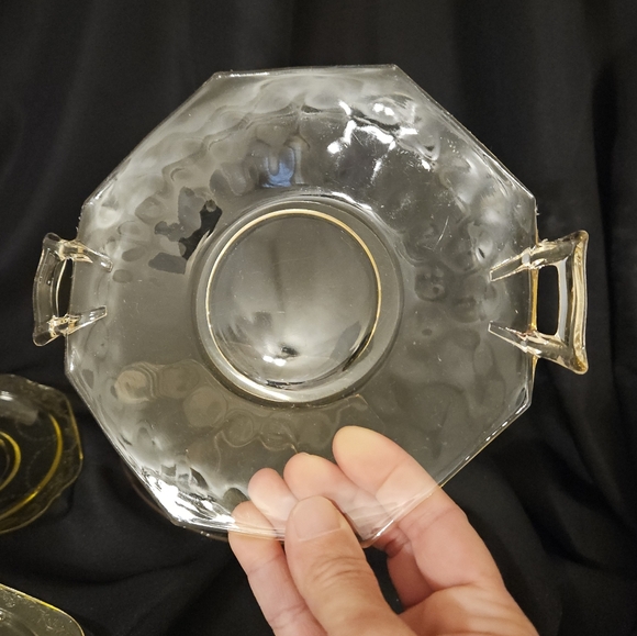 5 pc mixed bundle vintage Fostoria topaz yellow scalloped edge serving dishes - Picture 11 of 11